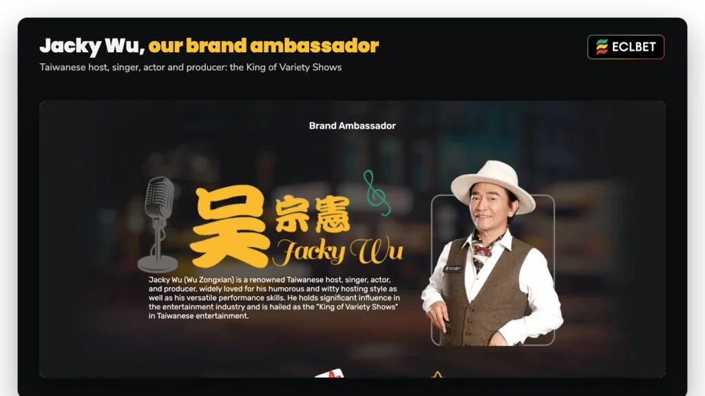 Jacky Wu (Wu Zongxian), ECLBET brand ambassador, official sponsor artwork